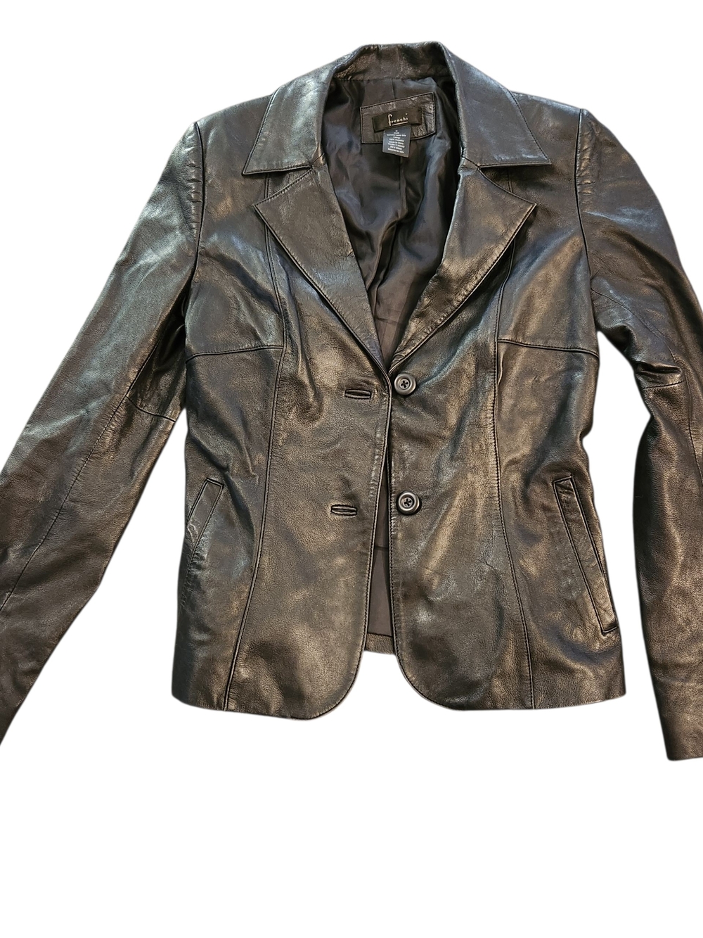 Frenchi Black Lamb Skin Tailored Blazer Jacket